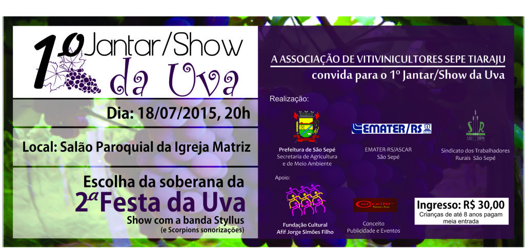 Convite Ingresso Jantar da Uva