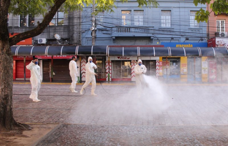 Prefeitura de Santa Maria realiza desinfecção em pontos centrais da cidade