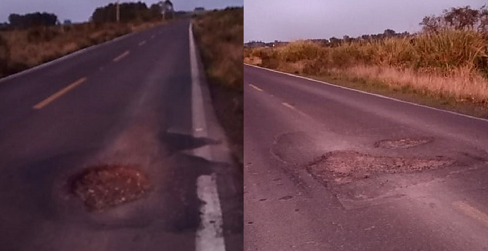 Motoristas reclamam dos buracos em rodovia entre Formigueiro e Restinga Sêca