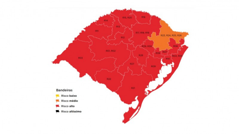 Mapa preliminar do distanciamento mantém São Sepé em bandeira vermelha