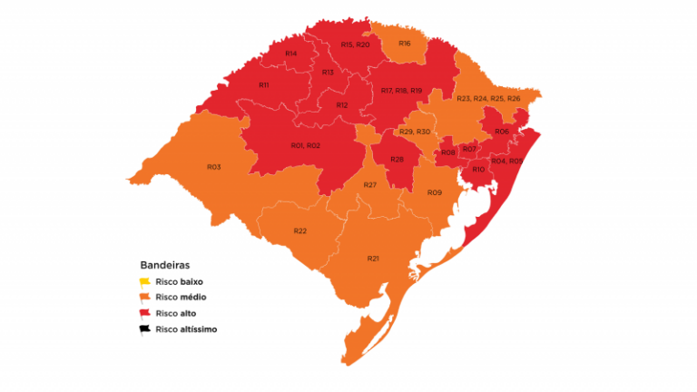 Aumenta número de regiões em bandeira vermelha no mapa preliminar da 40ª rodada