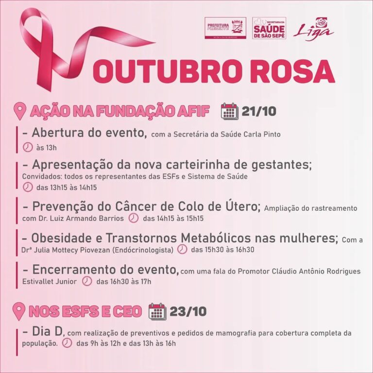 Secretaria Municipal da Saúde realiza ação alusiva ao Outubro Rosa em São Sepé