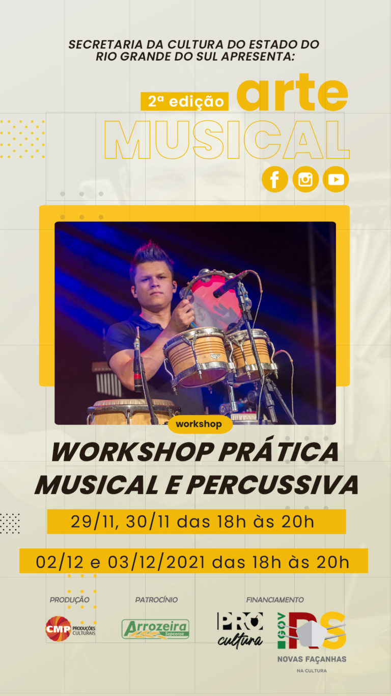 Projeto Arte Musical – 2ª edição terá workshop sobre Prática Musical e Percussiva
