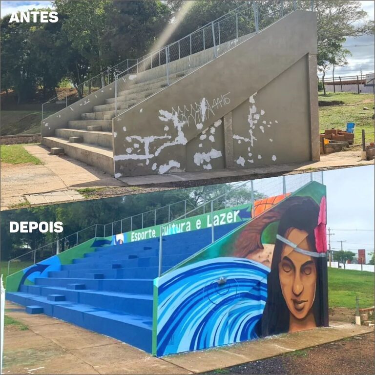 Estruturas do Pamade ganham pintura com referências históricas de São Sepé