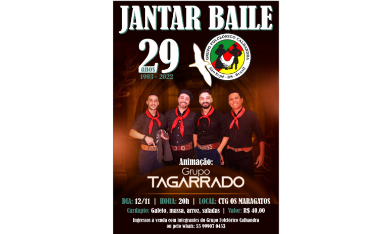 Grupo Calhandra promoverá Jantar Baile alusivo aos 29 anos