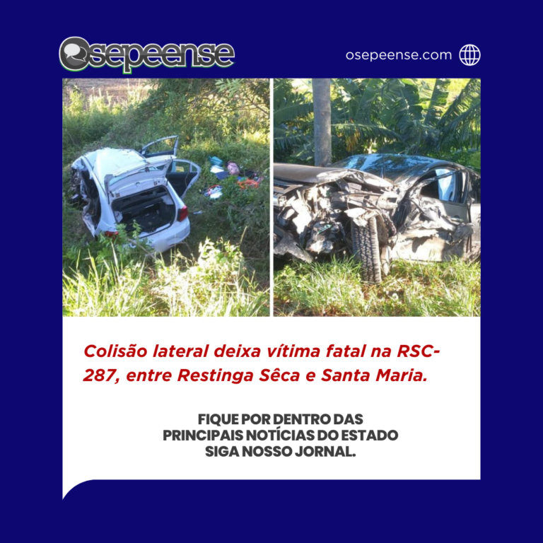 Colisão lateral deixa vítima fatal na RSC-287, entre Restinga Sêca e Santa Maria.