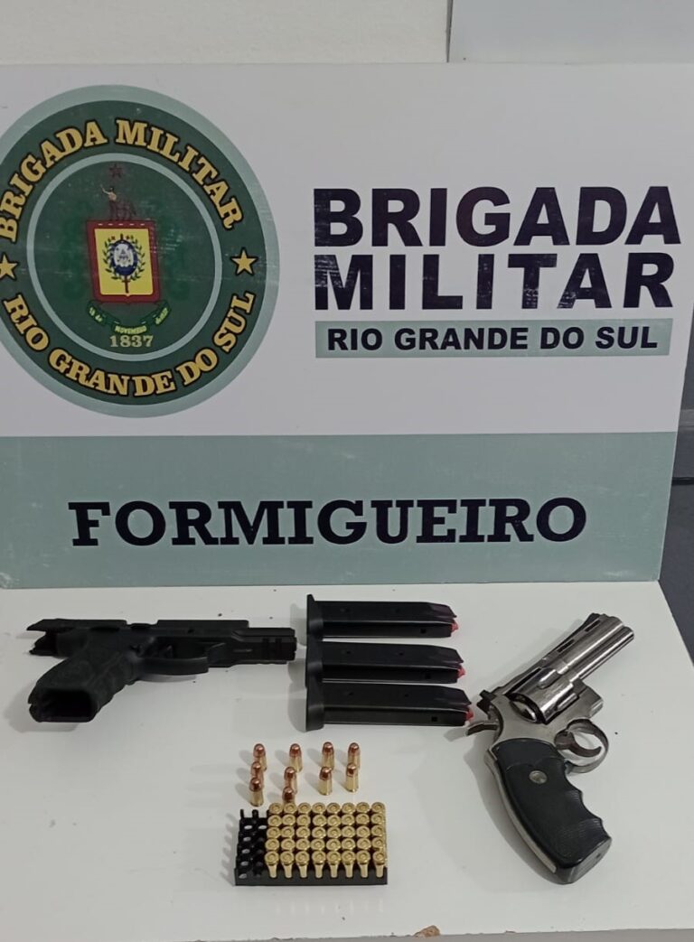 BRIGADA MILITAR ATENDE CHAMADO POR AMEAÇA E APREENDEDE ARMA DE FOGO EM FORMIGUEIRO.