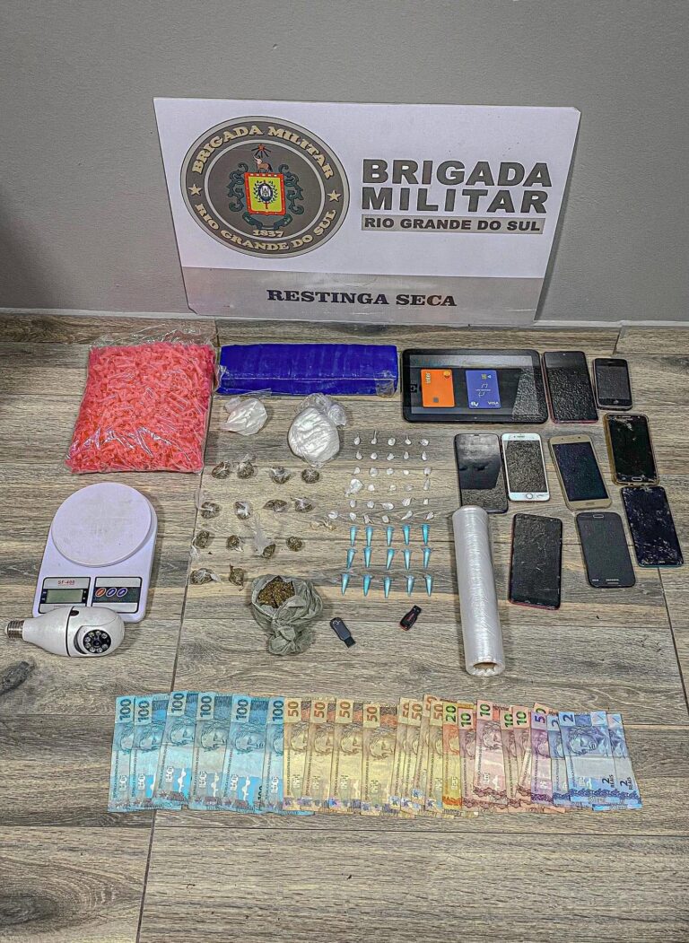 Brigada Militar  prende três pessoas por tráfico de drogas em Restinga Sêca.