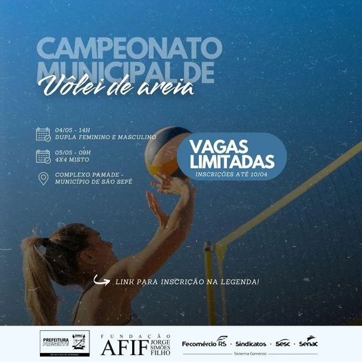 Vem aí o Campeonato Municipal de Vôlei de Areia no mês de Maio em São Sepé
