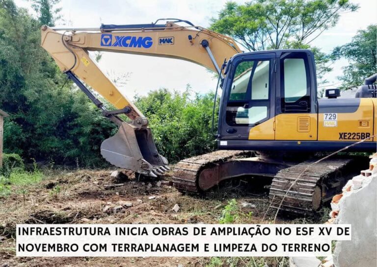 Secretaria da Infraestrutura Inicia Obras de Ampliação no ESF XV de Novembro com Terraplanagem e Limpeza do Terreno