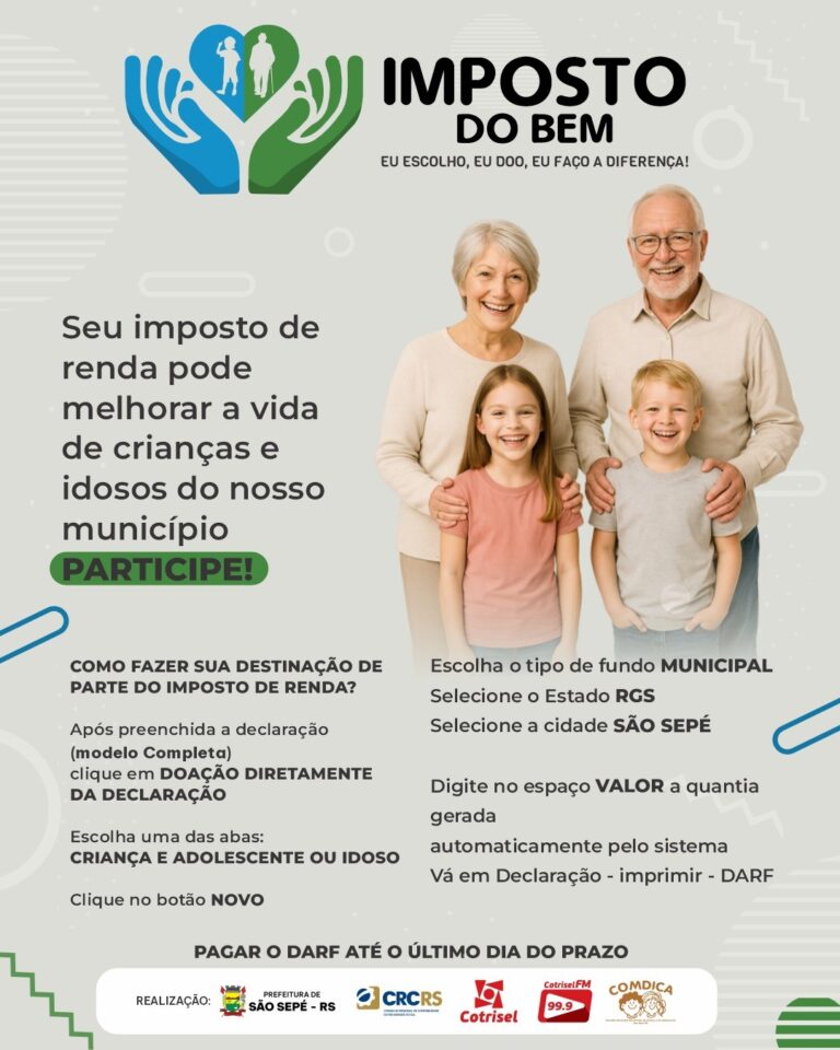 São Sepé mobiliza contribuintes para transformar Imposto de Renda em solidariedade