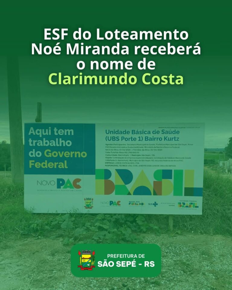 ESF do Loteamento Noé Miranda receberá o nome de Clarimundo Costa