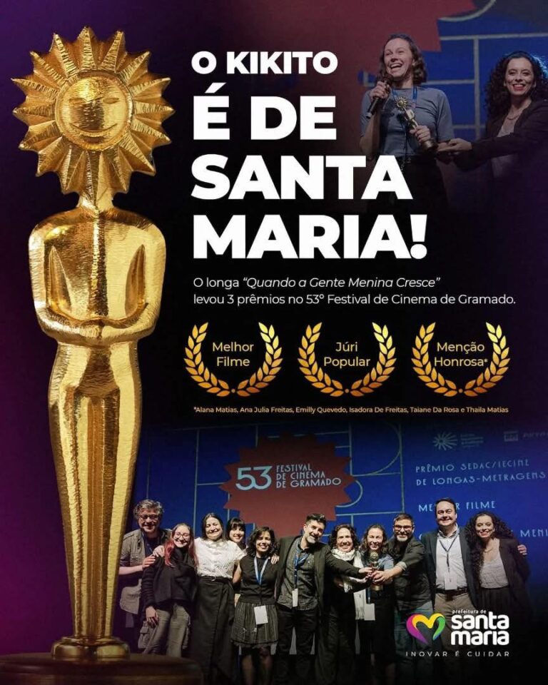 O cinema da região central é premiado com Kikito de Ouro no Festival de Cinema de Gramado.