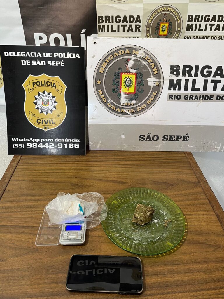 POLÍCIA CIVIL E BRIGADA MILITAR, EM AÇÃO CONJUNTA, PRENDEM EM FLAGRANTE UM HOMEM PELO CRIME DE TRÁFICO DE DROGAS EM SÃO SEPÉ.