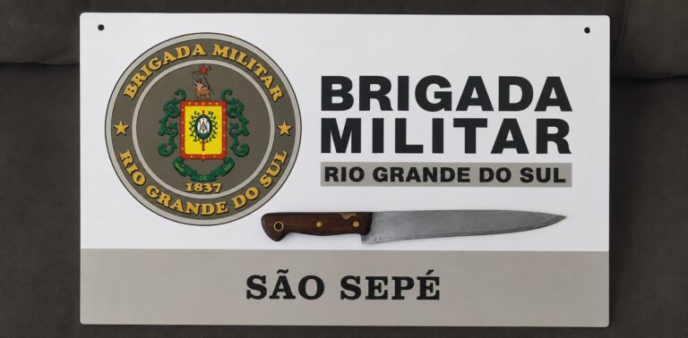 Brigada Militar apreende faca após ocorrência de ameaça em São Sepé